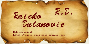 Raičko Dulanović vizit kartica